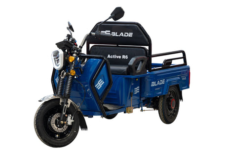 Tricicluri electrice, Triciclu Cargo electric BLADE Active R6 1300W, 25 km/h, autonomie pana la 50 km, baterie plumb-acid 72 V/20 Ah, capacitate maxima 500 kg, fara permis, culoare albastru, 5, atomico.ro