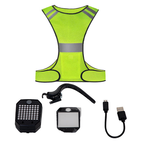 Accesorii pentru biciclete, Semnalizare bicicleta (reincarcabil USB) + Ham reflectorizant, atomico.ro