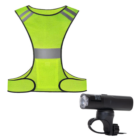 Accesorii pentru biciclete, Far LED bicicleta cu lentila rotativa (reincarcabil USB) + Ham reflectorizant, atomico.ro