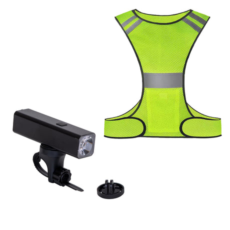 Accesorii pentru biciclete, Far LED pentru bicicleta 1X1500Lm, eincarcabil Usb + Ham reflectorizant, atomico.ro