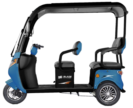 Tricicluri electrice, Triciclu electric pentru 2 persoane BLADE CAB X3, 1200W, 25 km/h, autonomie pana la 70 km, baterie 72V 20Ah, cu acoperis, Albastru/Negru, 1, atomico.ro