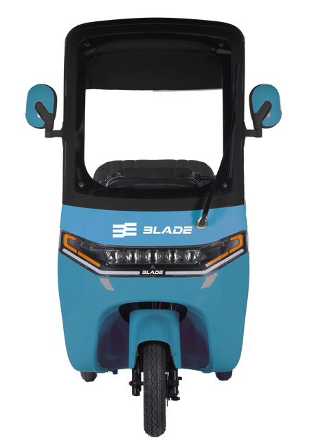 Tricicluri electrice, Triciclu electric pentru 2 persoane BLADE CAB X3, 1200W, 25 km/h, autonomie pana la 70 km, baterie 72V 20Ah, cu acoperis, Albastru/Negru, 2, atomico.ro