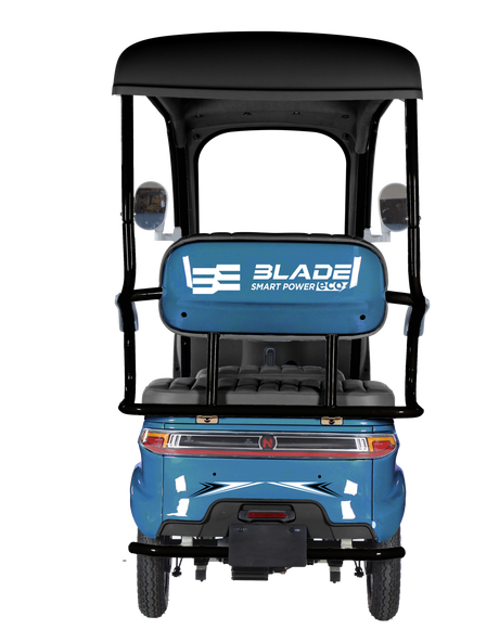 Tricicluri electrice, Triciclu electric pentru 2 persoane BLADE CAB X3, 1200W, 25 km/h, autonomie pana la 70 km, baterie 72V 20Ah, cu acoperis, Albastru/Negru, 3, atomico.ro