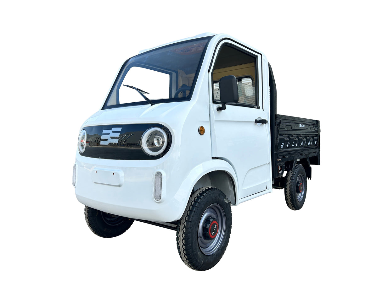 Masina Pickup Cargo electric fara permis BLADE - CARGO PRO 12, 3000W, 25 km/h, 72V 100Ah, 800 kg sarcina, autonomie 100 km, alb-negru, 1, atomico.ro