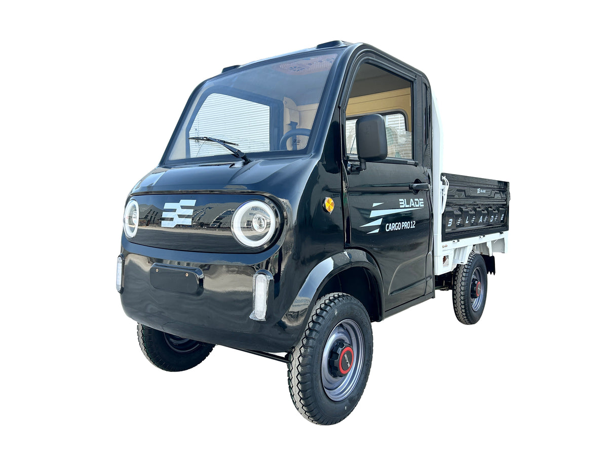 Masina Pickup Cargo electric fara permis BLADE - CARGO PRO 12, 3000W, 25 km/h, 72V 100Ah, 800 kg sarcina, autonomie 100 km, negru-alb, 1, atomico.ro