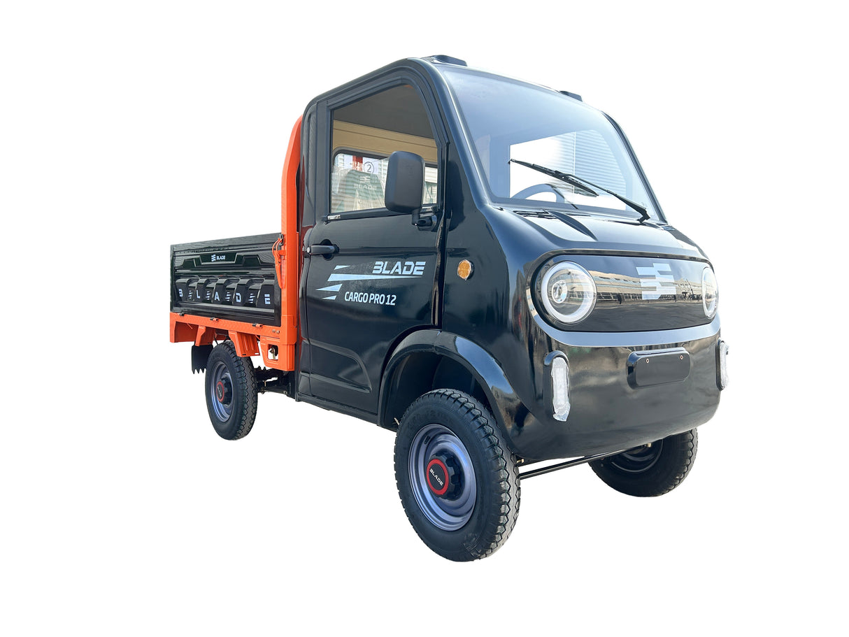 Masina Pickup Cargo electric fara permis BLADE - CARGO PRO 12, 3000W, 25 km/h, 72V 100Ah, 800 kg sarcina, autonomie 100 km, negru-portocaliu, 2, atomico.ro
