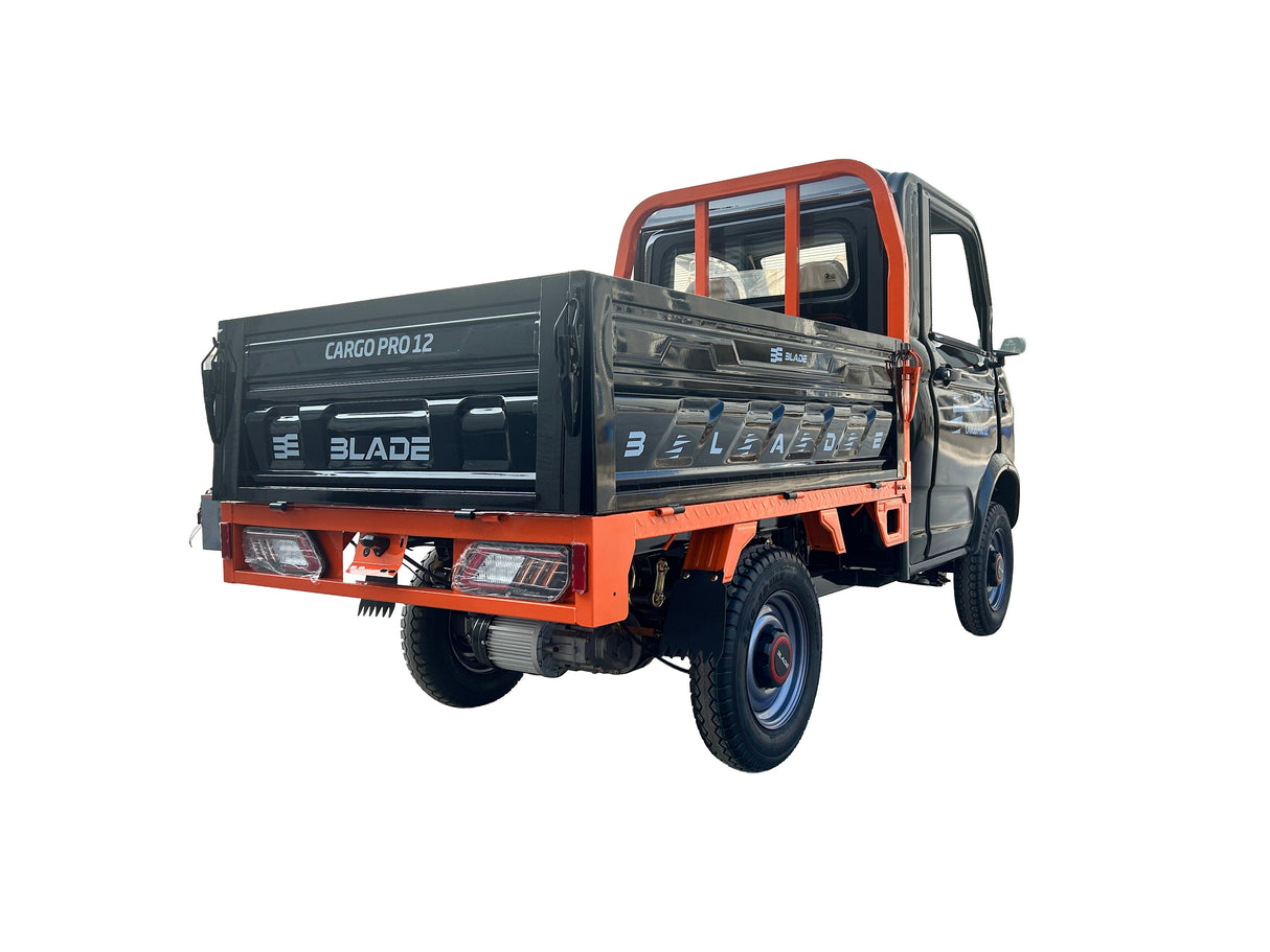 Masina Pickup Cargo electric fara permis BLADE - CARGO PRO 12, 3000W, 25 km/h, 72V 100Ah, 800 kg sarcina, autonomie 100 km, negru-portocaliu, 6, atomico.ro