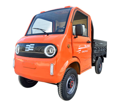 Mașini electrice fără permis, Masina Pickup Cargo electric fara permis BLADE - CARGO PRO 12, 3000W, 25 km/h, 72V 100Ah, 800 kg sarcina, autonomie 100 km, portocaliu-negru, 1, atomico.ro