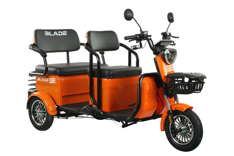 Tricicluri electrice, Triciclu electric Blade TRIP X2 2000 W, 25 km/h, autonomie pana la 70 km, baterie plumb- acid 72 V 20 Ah, greutate maxima 160  kg, Fara permis, negru-portocaliu, 2, atomico.ro