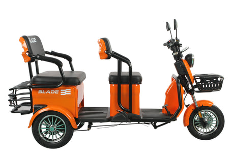 Tricicluri electrice, Triciclu electric Blade TRIP X2 2000 W, 25 km/h, autonomie pana la 70 km, baterie plumb- acid 72 V 20 Ah, greutate maxima 160  kg, Fara permis, negru-portocaliu, 8, atomico.ro