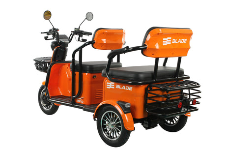 Tricicluri electrice, Triciclu electric Blade TRIP X2 2000 W, 25 km/h, autonomie pana la 70 km, baterie plumb- acid 72 V 20 Ah, greutate maxima 160  kg, Fara permis, negru-portocaliu, 3, atomico.ro