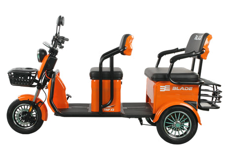 Tricicluri electrice, Triciclu electric Blade TRIP X2 2000 W, 25 km/h, autonomie pana la 70 km, baterie plumb- acid 72 V 20 Ah, greutate maxima 160  kg, Fara permis, negru-portocaliu, 7, atomico.ro