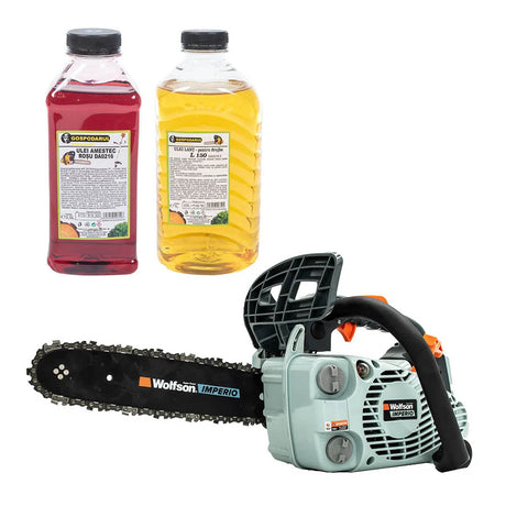 Oferta Zilei, Drujba pe benzina WOLFSON IMPERIO 250 - 1.3 CP, 25cc + ulei amestec 0.5L, ulei ungere lant L150, 1, atomico.ro