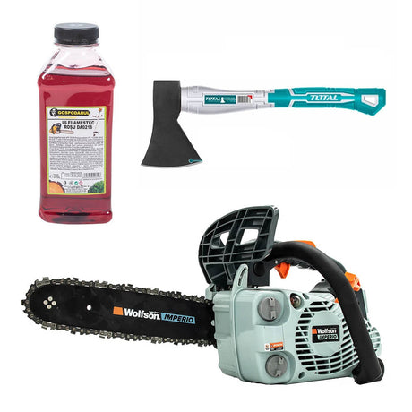 Oferta Zilei, Drujba pe benzina WOLFSON IMPERIO 250 - 1.3 CP, 25cc + ulei amestec 0.5L, toporisca Total 600g, 1, atomico.ro