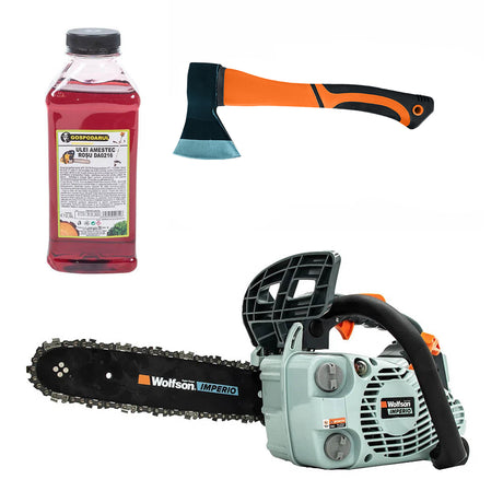 Gradina si Ferma, Drujba pe benzina WOLFSON IMPERIO 250 - 1.3 CP, 25cc + ulei amestec 0.5L, toporisca fibra Wolfson, 1, atomico.ro