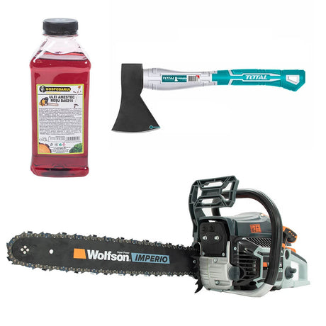 Oferta Zilei, Drujba pe benzina WOLFSON IMPERIO 6000 - 3.2 CP, 52cc + ulei amestec 0.5L, toporisca Total 600g, 1, atomico.ro