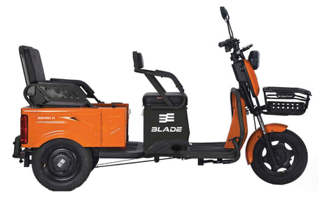 Tricicluri electrice, Triciclu electric BLADE DUO MAX 11, 1200W, 60V 20Ah, 25 km/h, fara permis, autonomie 50 km, 3+1 viteze, portocaliu-negru, atomico.ro