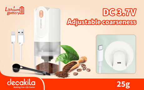 Blendere si tocatoare, Rasnita cafea fara fir Decakila, 15W, incarcare USB, capacitate 25gr, 2, atomico.ro