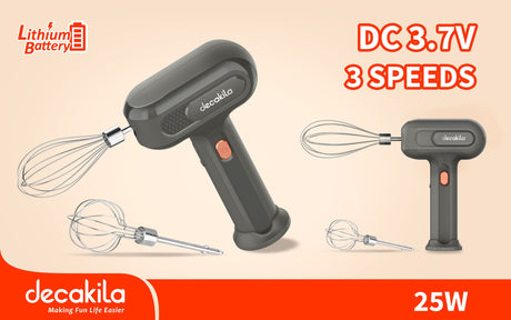 Electrocasnice mici, Mixer de mana fara fir Decakila, 25W, 3 viteze, 2, atomico.ro