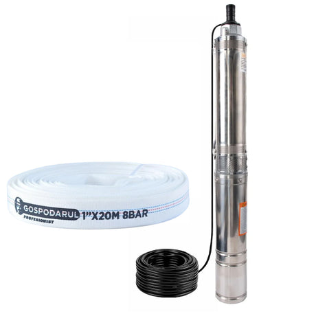 Pompe Submersibile Apa Curata, Pompa submersibila apa curata KAMRAD PM-1500-8, 1500W, 5200L/h, 1 tol, inaltime max pompare 120m + Furtun 20m, 1, atomico.ro