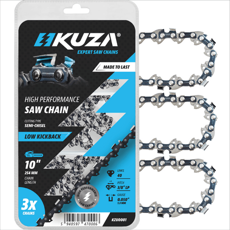 Kuza, Set 3 lanturi pentru drujba Kuza, lungime 10", pas 3/8" LP, grosime 050"-1.3 mm, 40 Zale, 3 lanturi/pachet, 1, atomico.ro