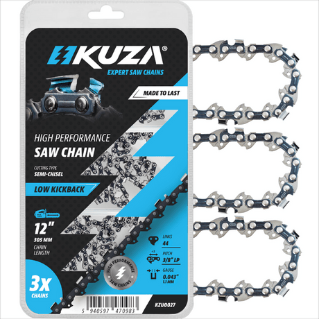 Drujbe, Set 3 lanturi pentru drujba Kuza, lungime 12", pas 3/8" LP, grosime 043"-1.1 mm, 44 Zale, 3 lanturi/pachet, 1, atomico.ro
