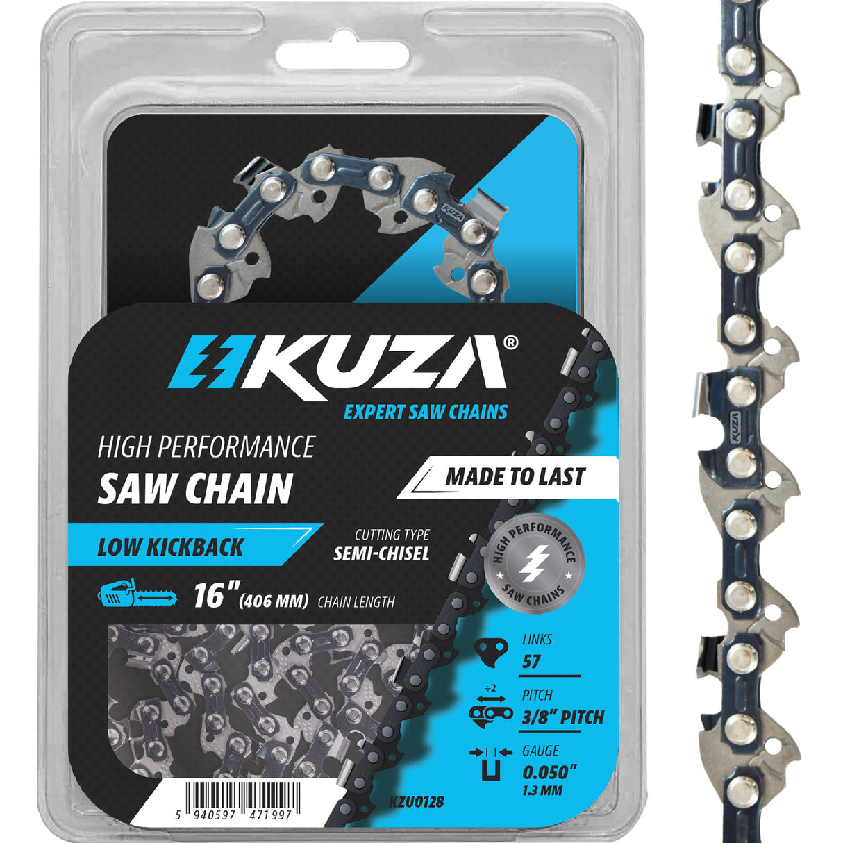 KUZA - Lant pentru drujba, Lungime 16, pas 3/8 Pitch, grosime 050-1.3 mm, 57 Zale, 1 lant/pachet, 1, atomico.ro
