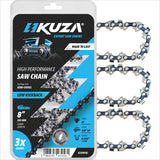 KUZA - Lant pentru drujba, Lungime 8, pas 3/8 LP, grosime 043-1.1 mm, 33 Zale, 3 lanturi/pachet