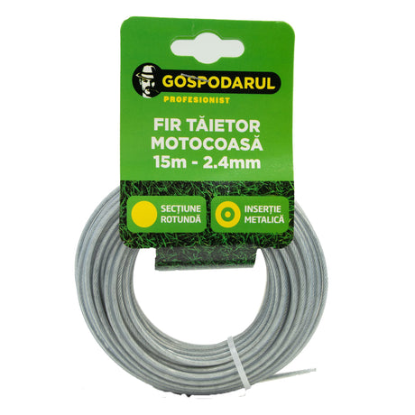 Motocoase si Masini de tuns iarba, Fir taietor cu insertie metalica 15m - 2.4mm sectiune rotunda mc, atomico.ro