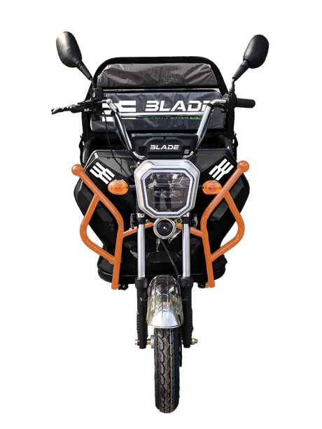 Tricicluri electrice, Triciclu Cargo electric BLADE Sprint 3.0 - 2000W, 25 km/h, autonomie pana la 70 km, baterie plumb-acid 72V 45Ah, capacitate maxima 600 kg, fara permis, culoare negru+portocaliu, 2, atomico.ro