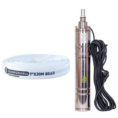 Gospodarul Profesionist, Pompa submersibila pentru apa curata cu snec Gospodarul Profesionist 4QGD 1100W, 1800 l/h, cablu 15m + furtun20m, atomico.ro