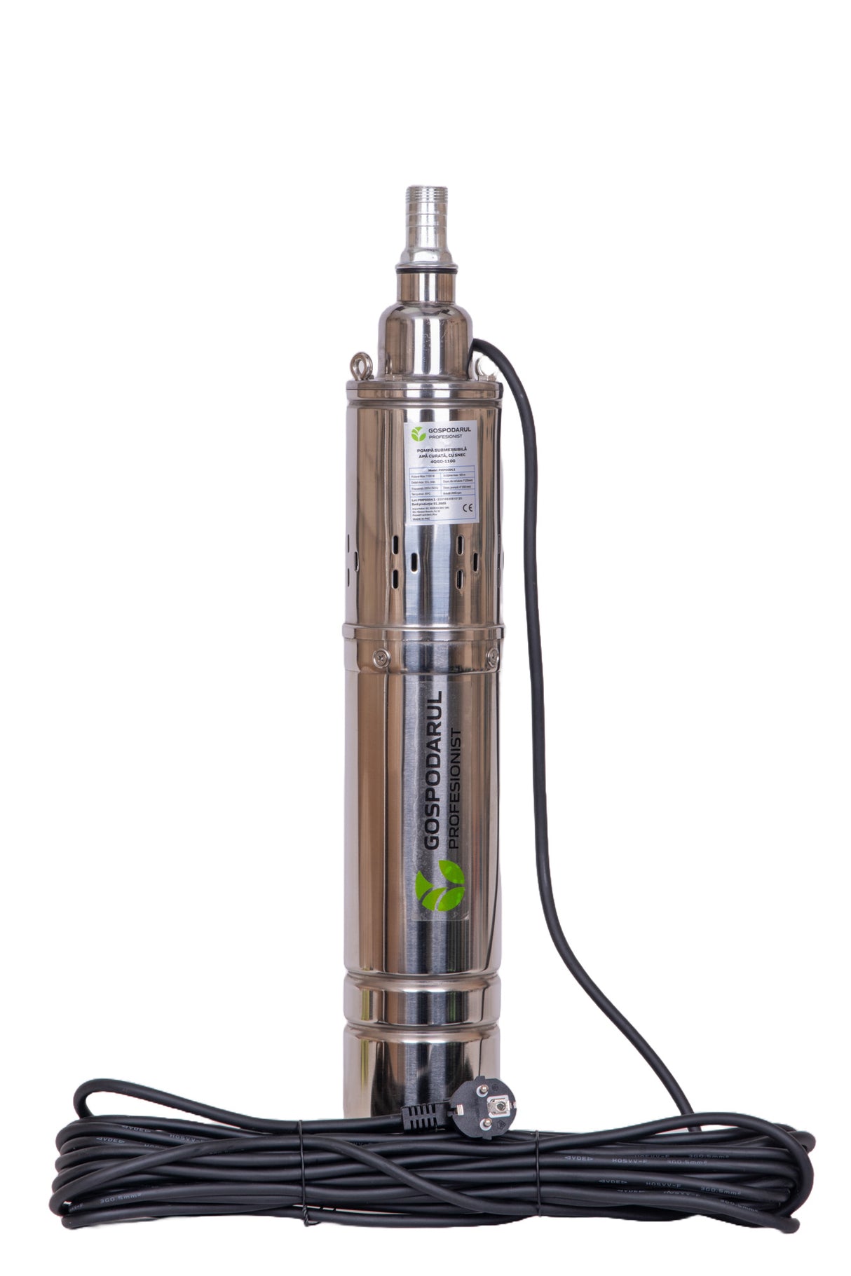Pompa submersibila pentru apa curata cu snec Gospodarul Profesionist 4QGD 1100W, 1800 l/h, cablu 15m cu accesorii, 1, atomico.ro