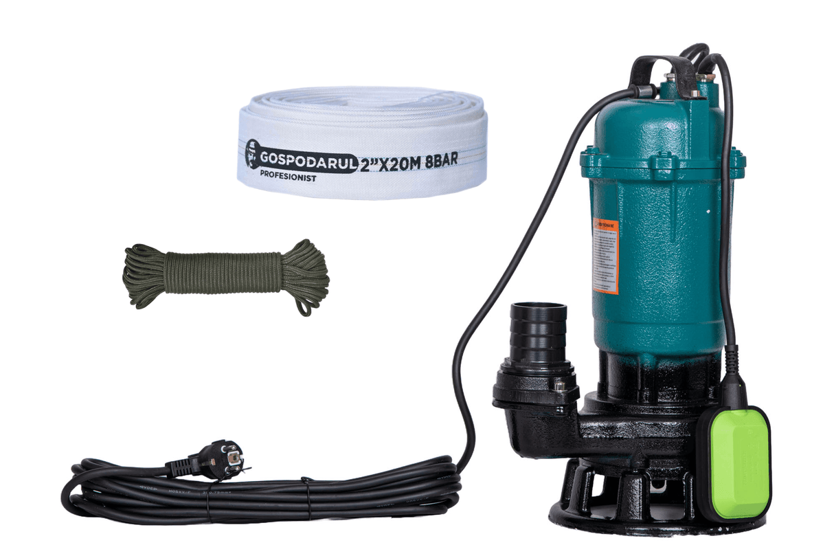 Pompa apa murdara cu tocator Gospodarul Profesionist, 2900W + furtun  pompieri 20m   2, cordelina 6mm x 20m, 1, atomico.ro