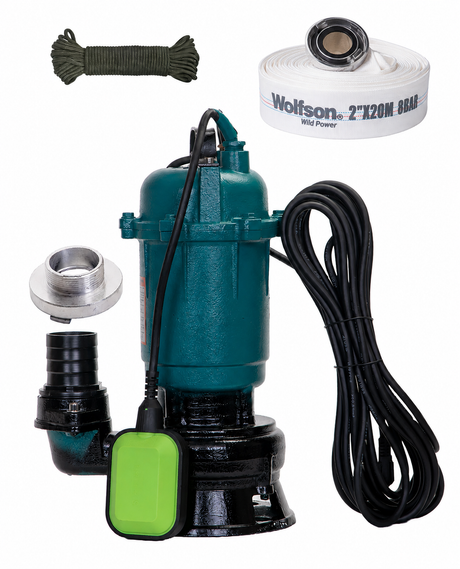 Toate produsele, Pompa apa murdara Gospodarul Profesionist WQD-2700-F - 2700W + furtun pompieri 20m 2", cordelina 6mm x 20m, 1, atomico.ro