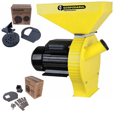 Oferta Zilei, Moara cereale si stiuleti cuva mare Gospodarul Profesionist GP-2 - 3900W, 320 kg/h, 3000rpm + accesoriu furaje, fructe si legume, 1, atomico.ro
