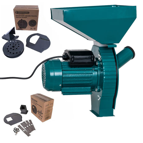 Mori Cereale si Batoze Porumb, Moara cereale si stiuleti cuva mare Gospodarul Profesionist GP-2 - 3900W, 320 kg/h, 3000rpm + accesoriu furaje, fructe si legume, 1, atomico.ro