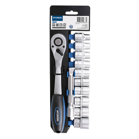 Antrenoare si tubulare, Set cheie clichet cu tubulare 3/8 12 buc Hyundai HY-59632, atomico.ro