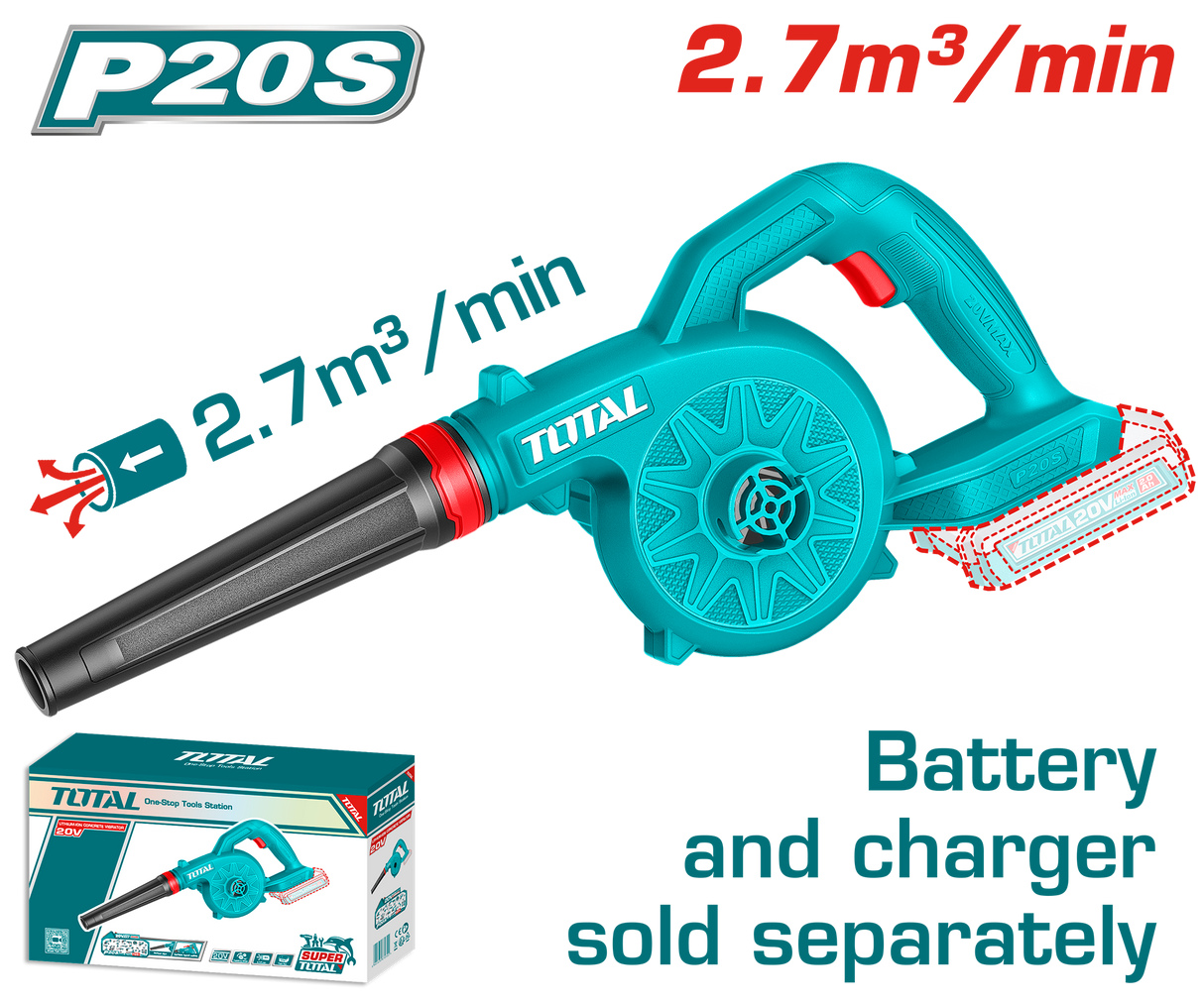 Suflanta TOTAL - 2.7M3/MIN - LI-ION - 20V (nu include acumulator si incarcator), 5, atomico.ro
