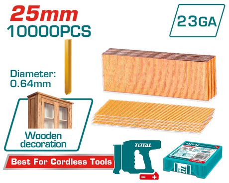 Compresoare aer TOTAL, Cuie TOTAL 25 mm GA23, 0.64 mm, pentru pistol batut cuie TCBNLI3606, 2, atomico.ro