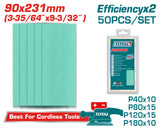 Set 50 foi smirghel TOTAL 90x231 mm, P40–P180, pentru lemn si metal