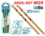 Set 2 burghie TOTAL pentru metal M35 HSS 3 mm (industrial) - TOTAL