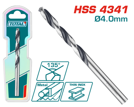 Accesorii scule electrice TOTAL, Burghiu pentru metal Total HSS - 4MM, 4, atomico.ro