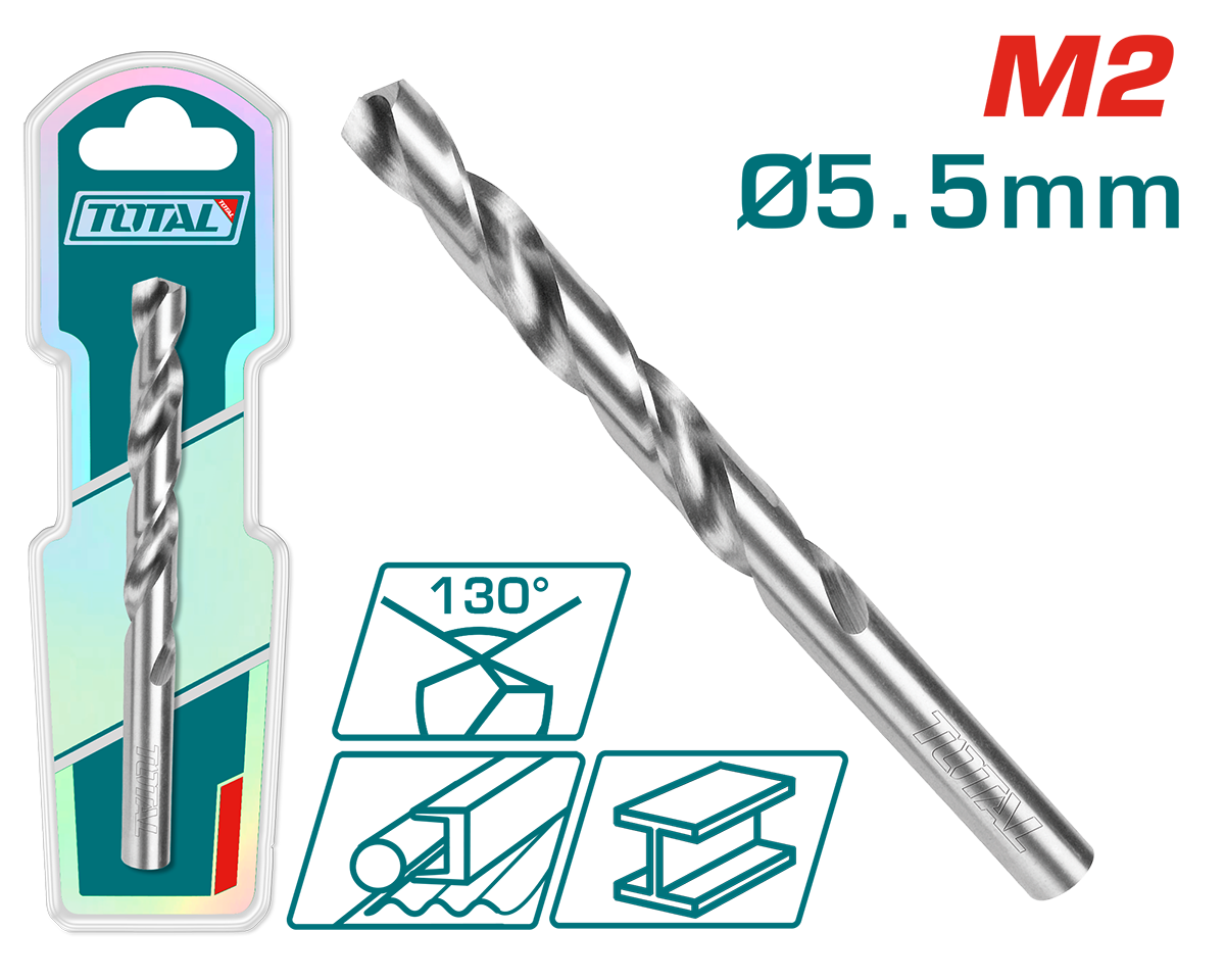 Burghiu pentru metal TOTAL M2 HSS – 5.5 mm (Industrial), 2, atomico.ro