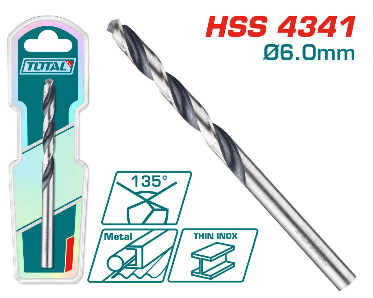 Burghiu TOTAL pentru metal HSS 6mm, 1, atomico.ro