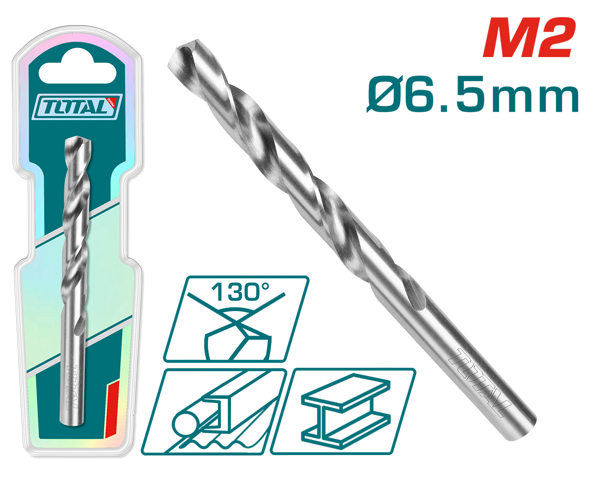 Burghiu pentru metal TOTAL M2 HSS - 6.5 mm (Industrial), 2, atomico.ro