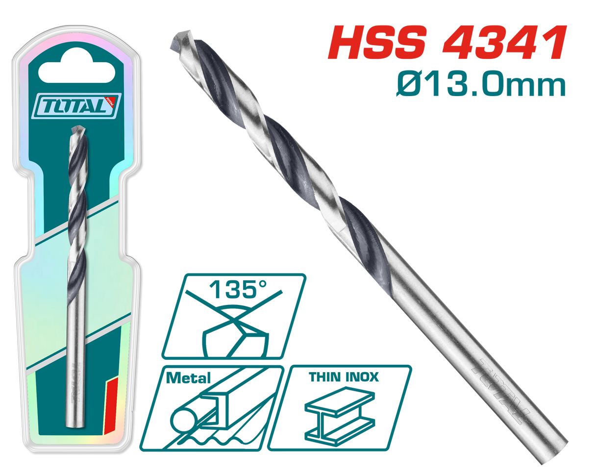 Burghiu pentru metal TOTAL HSS 13x151 mm, otel rapid, lungime utila 101 mm, 1, atomico.ro