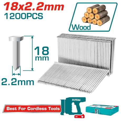 Compresoare aer TOTAL, Cuie TOTAL 18 mm pentru pistol pneumatic – 1200 bucati, 1, atomico.ro