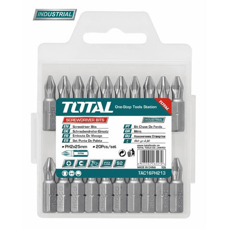 Accesorii scule electrice TOTAL, Set bit 20 buc Total Industrial - PH2.25mm, 1, atomico.ro