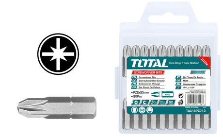 Accesorii scule electrice TOTAL, Set bit 20 buc Total Industrial - PZ2.25mm, 1, atomico.ro