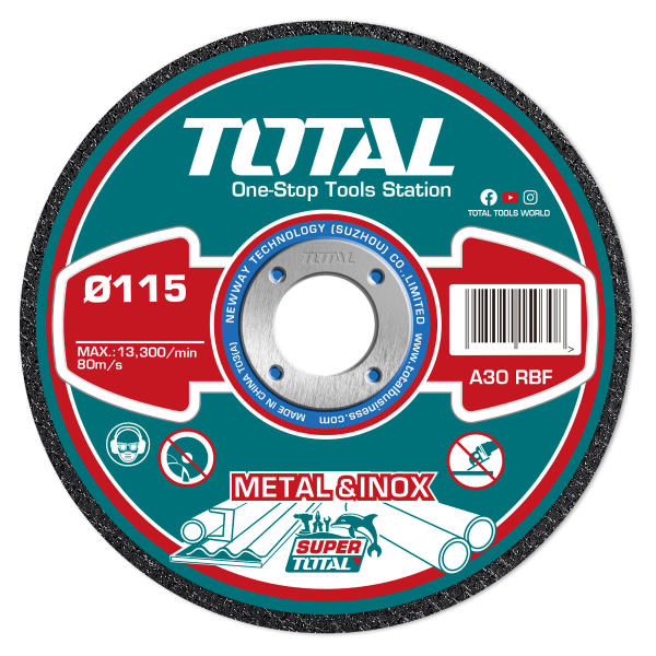 Set discuri taiere metal TOTAL 115 mm, 1.0 mm, 22.2 mm, 100 bucati, pentru inox, 1, atomico.ro